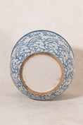 Load image into Gallery viewer, Antique Blue Spongeware Wide Mouth Vase