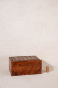 Load image into Gallery viewer, 19th Century Burl Box with Diamond Top Pattern + Pearl Inlay (Working Key)