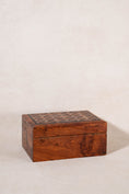 Load image into Gallery viewer, 19th Century Burl Box with Diamond Top Pattern + Pearl Inlay (Working Key)
