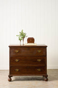 Load image into Gallery viewer, 18th Century 3-Drawer Oak Chest On Bun Feet