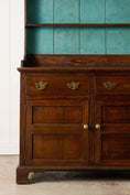 Load image into Gallery viewer, 19th Century Welsh Oak Dresser Base With Blue Painted Rack