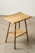 Load image into Gallery viewer, Antique Tortoise Bamboo Two-Tier Occasional Side Table with Original Seagrass
