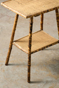 Load image into Gallery viewer, Antique Tortoise Bamboo Two-Tier Occasional Side Table with Original Seagrass