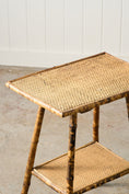 Load image into Gallery viewer, Antique Tortoise Bamboo Two-Tier Occasional Side Table with Original Seagrass