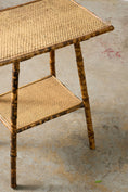 Load image into Gallery viewer, Antique Tortoise Bamboo Two-Tier Occasional Side Table with Original Seagrass