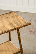 Load image into Gallery viewer, Antique Tortoise Bamboo Two-Tier Occasional Side Table with Original Seagrass