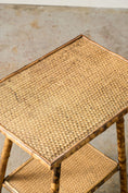 Load image into Gallery viewer, Antique Tortoise Bamboo Two-Tier Occasional Side Table with Original Seagrass