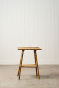 Load image into Gallery viewer, Antique Tortoise Bamboo Two-Tier Occasional Side Table with Original Seagrass