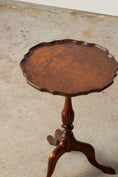Load image into Gallery viewer, Antique English Burl Walnut Piecrust Tripod Wine Table