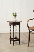 Load image into Gallery viewer, Petite English Oak Square Barley Twist Side Table / Stand with Scalloped Edge (c. 1930)