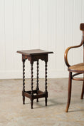 Load image into Gallery viewer, Petite English Oak Square Barley Twist Side Table / Stand with Scalloped Edge (c. 1930)
