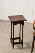 Load image into Gallery viewer, Petite English Oak Square Barley Twist Side Table / Stand with Scalloped Edge (c. 1930)