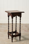 Load image into Gallery viewer, Petite English Oak Square Barley Twist Side Table / Stand with Scalloped Edge (c. 1930)