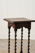 Load image into Gallery viewer, Petite English Oak Square Barley Twist Side Table / Stand with Scalloped Edge (c. 1930)