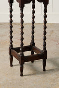 Load image into Gallery viewer, Petite English Oak Square Barley Twist Side Table / Stand with Scalloped Edge (c. 1930)