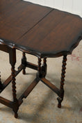 Load image into Gallery viewer, Antique English Barley Twist Drop Leaf Table with Unique Scalloped Top
