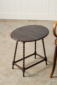 Load image into Gallery viewer, Petite Oval Antique Oak Barley Twist Drop Leaf Table