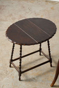 Load image into Gallery viewer, Petite Oval Antique Oak Barley Twist Drop Leaf Table