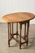 Load image into Gallery viewer, Antique English Barley Twist Blonde Oak Drop Leaf Table