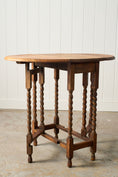 Load image into Gallery viewer, Antique English Barley Twist Blonde Oak Drop Leaf Table