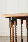 Load image into Gallery viewer, Antique English Barley Twist Blonde Oak Drop Leaf Table