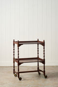 Load image into Gallery viewer, Antique English Oak Two-Tier Barley Twist Trolley On Casters