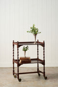 Load image into Gallery viewer, Antique English Oak Two-Tier Barley Twist Trolley On Casters
