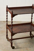 Load image into Gallery viewer, Antique English Oak Two-Tier Barley Twist Trolley On Casters