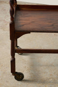 Load image into Gallery viewer, Antique English Oak Two-Tier Barley Twist Trolley On Casters