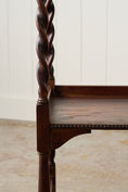 Load image into Gallery viewer, Antique English Oak Two-Tier Barley Twist Trolley On Casters