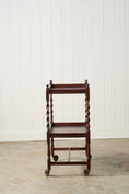 Load image into Gallery viewer, Antique English Oak Two-Tier Barley Twist Trolley On Casters