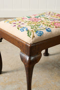 Load image into Gallery viewer, Georgian Stool with Floral Needlework