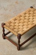 Load image into Gallery viewer, Antique English Oak Stool with Woven Top