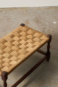 Load image into Gallery viewer, Antique English Oak Stool with Woven Top