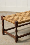 Load image into Gallery viewer, Antique English Oak Stool with Woven Top