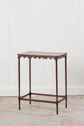 Load image into Gallery viewer, Victorian Mahogany Occasional Table with Scalloped Apron + Carved Tapered Legs