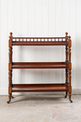 Load image into Gallery viewer, Victorian English Walnut 3-Tier Dumbwaiter Buffet Server with Back Gallery (c. 1880)