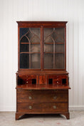 Load image into Gallery viewer, Georgian Mahogany Library Secretary Bookcase with Dental Molding Cornice
