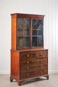 Load image into Gallery viewer, Georgian Mahogany Library Secretary Bookcase with Dental Molding Cornice