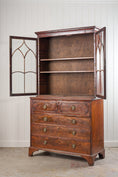 Load image into Gallery viewer, Georgian Mahogany Library Secretary Bookcase with Dental Molding Cornice
