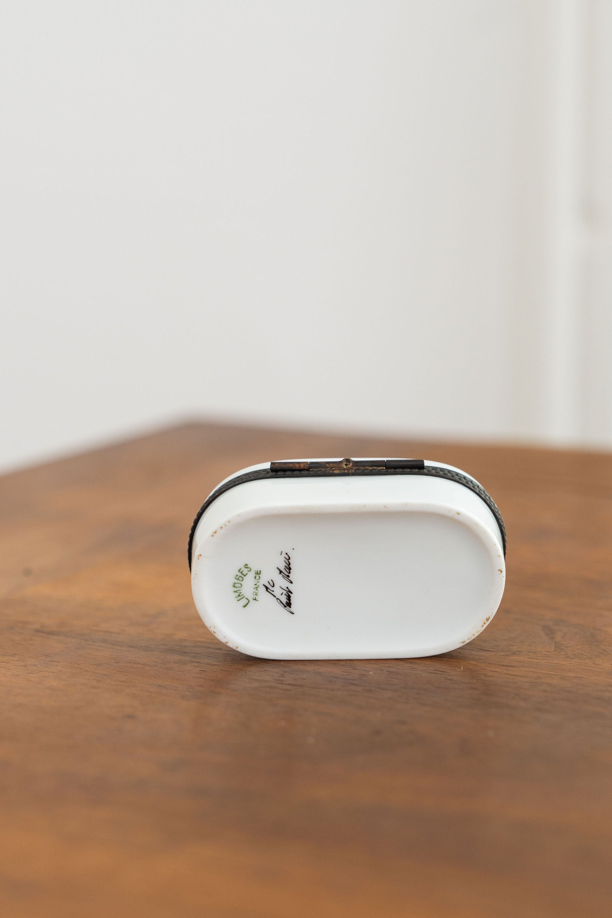 Limoges France Keepsake Box | Mountain Scene Oval Shape with Stag Clasp