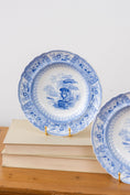 Load image into Gallery viewer, Blue + White Antique Staffordshire Shallow Pasta Bowl/Plate With Scalloped Rim + Urn Motif