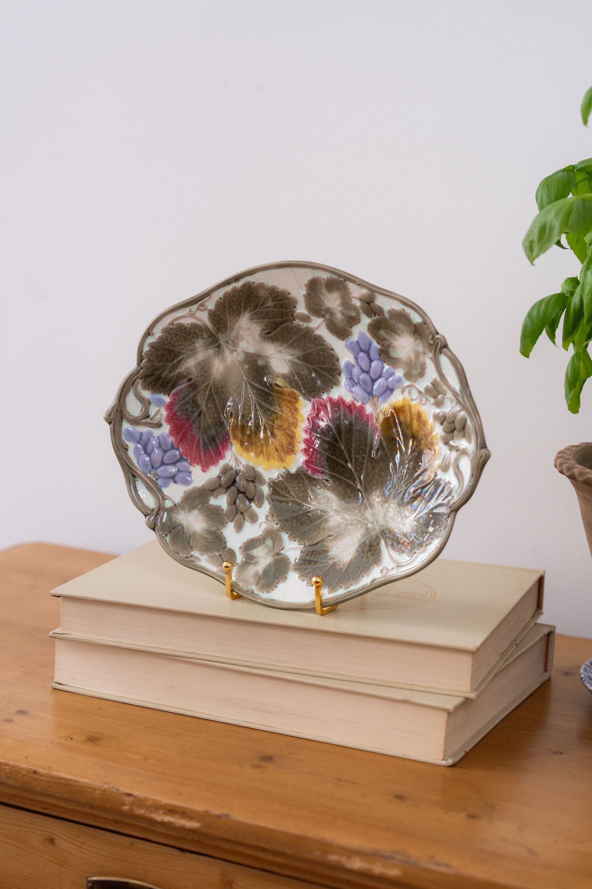 19th Century Antique Majolica by Wedgwood Grape Leaf Platter