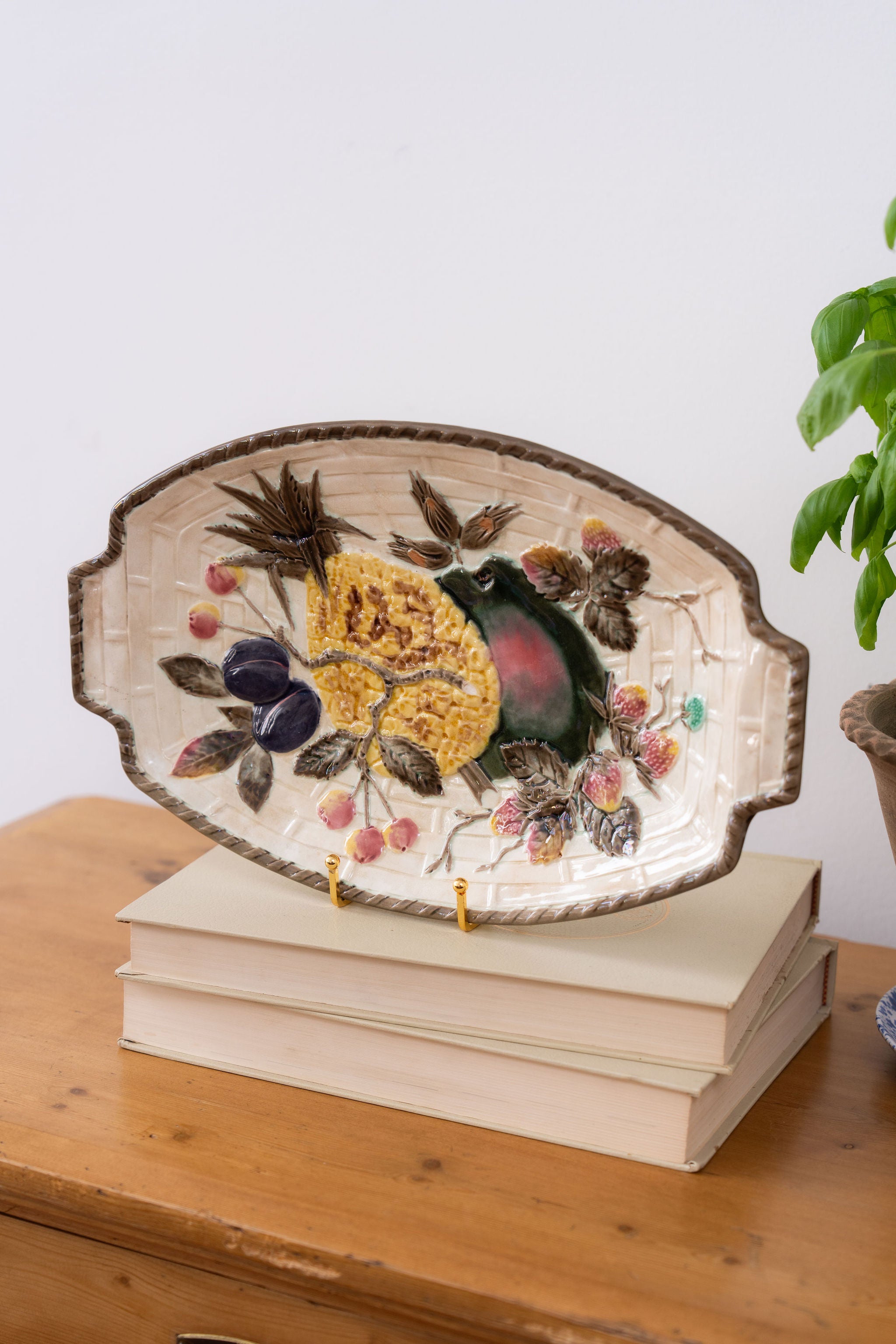 19th Century Antique Majolica by Wedgwood Fruit Platter