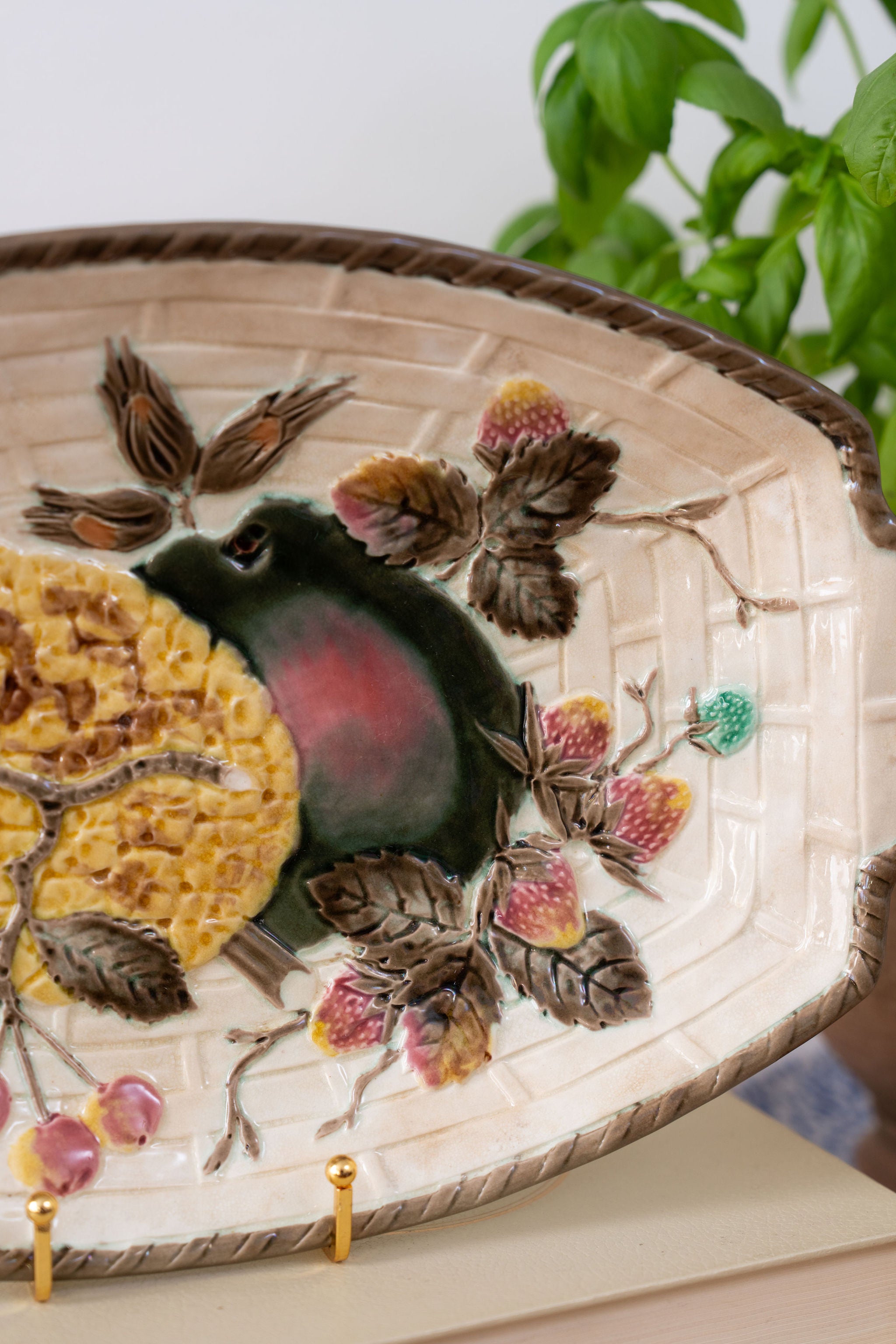 19th Century Antique Majolica by Wedgwood Fruit Platter