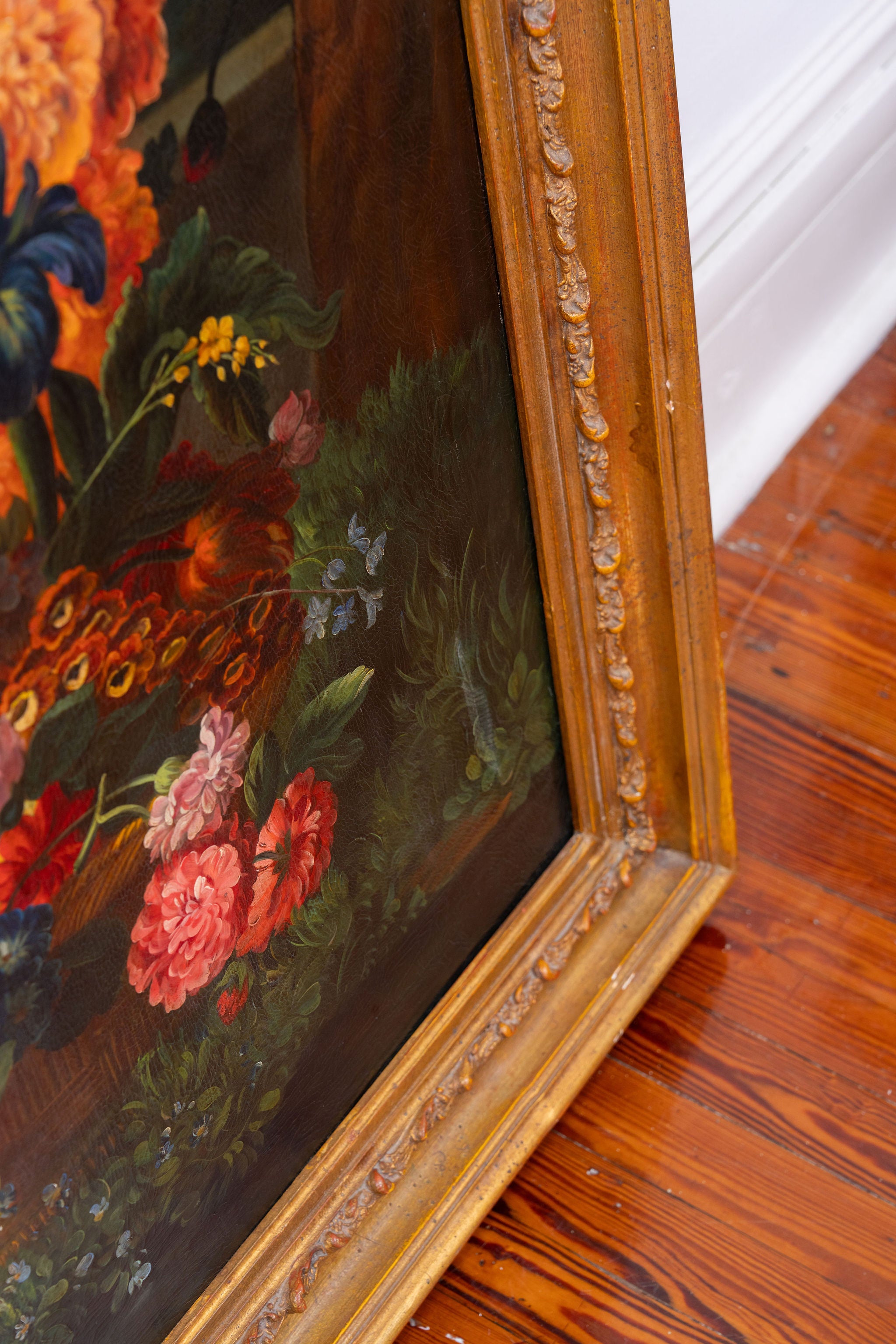 Signed Dutch Style Floral Original Oil Painting (c. late 20th Century)