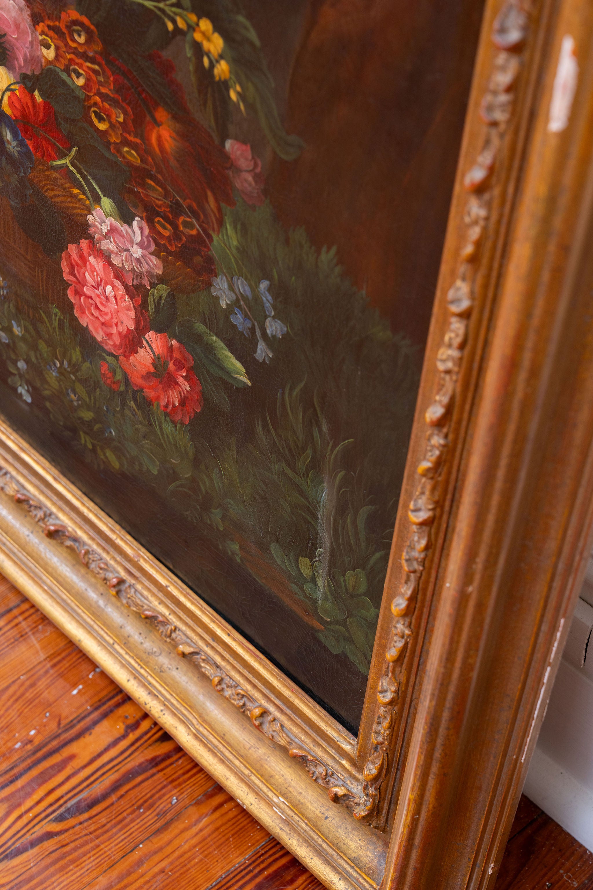 Signed Dutch Style Floral Original Oil Painting (c. late 20th Century)