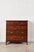 Load image into Gallery viewer, 19th Century 2 Over 3 Mahogany Chest With Scalloped Apron and Bone Key Holes