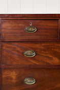 Load image into Gallery viewer, 19th Century 2 Over 3 Mahogany Chest With Scalloped Apron and Bone Key Holes