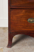 Load image into Gallery viewer, 19th Century 2 Over 3 Mahogany Chest With Scalloped Apron and Bone Key Holes